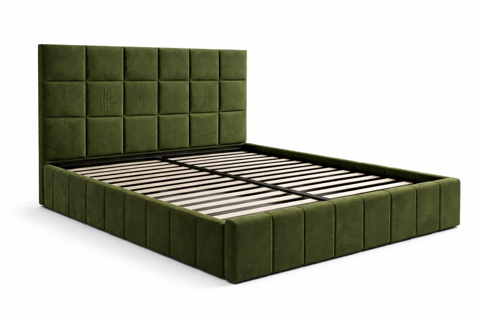 Pat matrimonial de catifea olive green - imagine 4