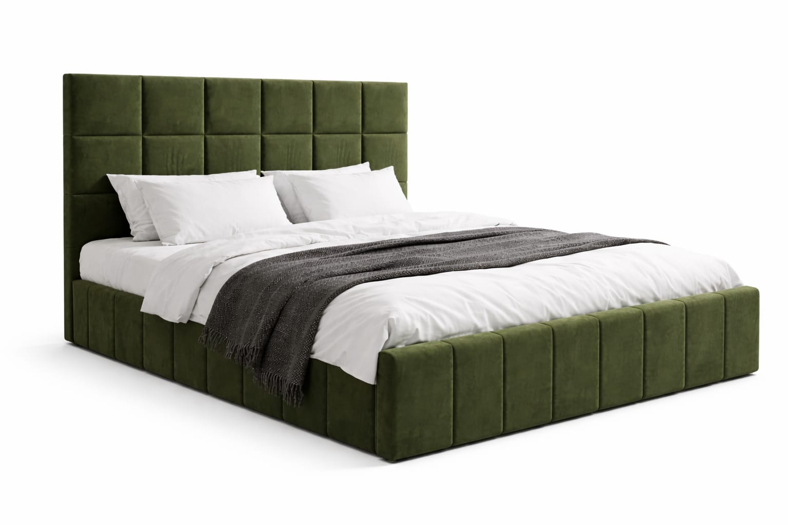 Pat matrimonial de catifea olive green - imagine 3